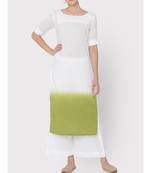 White Cotton ombre green Kurti with palazzo