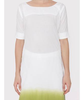 White Cotton ombre green Kurti with palazzo 4