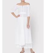 White soft rayon off shoulder dress with palazzo