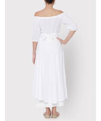White soft rayon off shoulder dress with palazzo 2