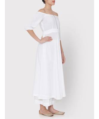 White soft rayon off shoulder dress with palazzo 3
