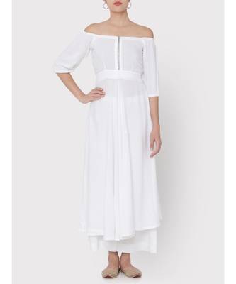 White soft rayon off shoulder dress with palazzo 5