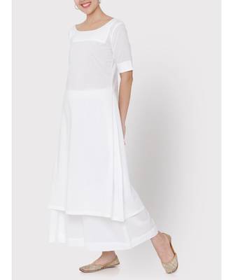 Cotton white A-line suit with palazzo 1