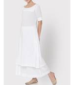Cotton white A-line suit with palazzo