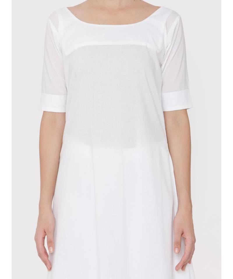 Cotton white A-line suit with palazzo