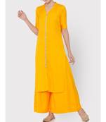 Yellow rayon full suit with gotta