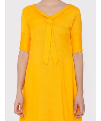 Yellow rayon collared full suit with palazzo 4