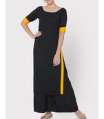 Black rayon suit with yellow borders