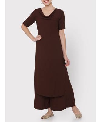 Beautiful Dark brown cowl neck suit 1