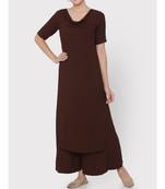 Beautiful Dark brown cowl neck suit