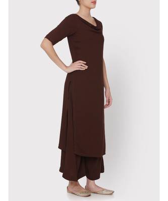 Beautiful Dark brown cowl neck suit 3