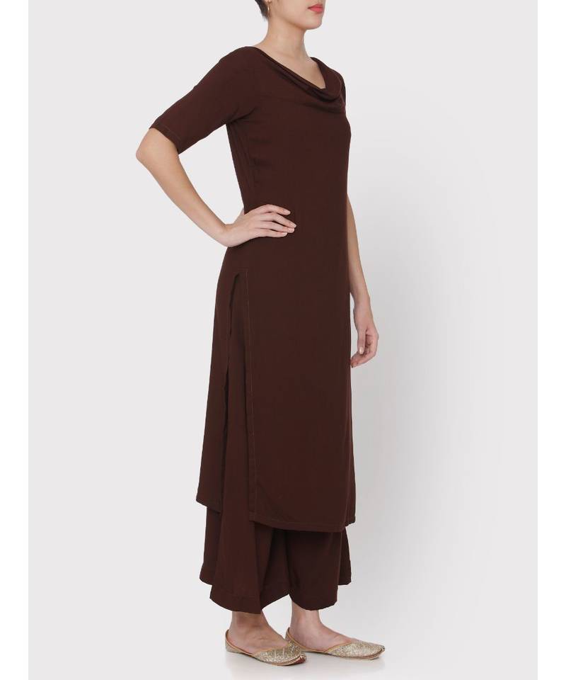 Beautiful Dark brown cowl neck suit