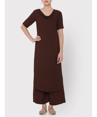 Beautiful Dark brown cowl neck suit 5
