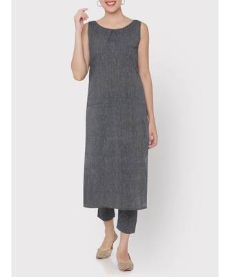 Handloom dark grey box plete suit 1