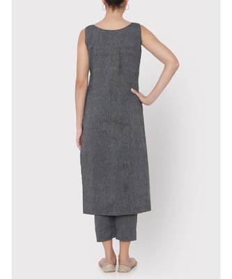 Handloom dark grey box plete suit 2