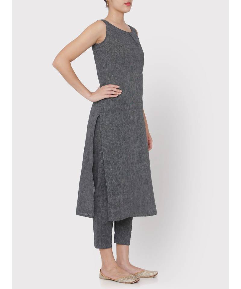 Handloom dark grey box plete suit