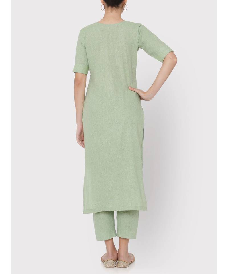 Linen green mint full suit