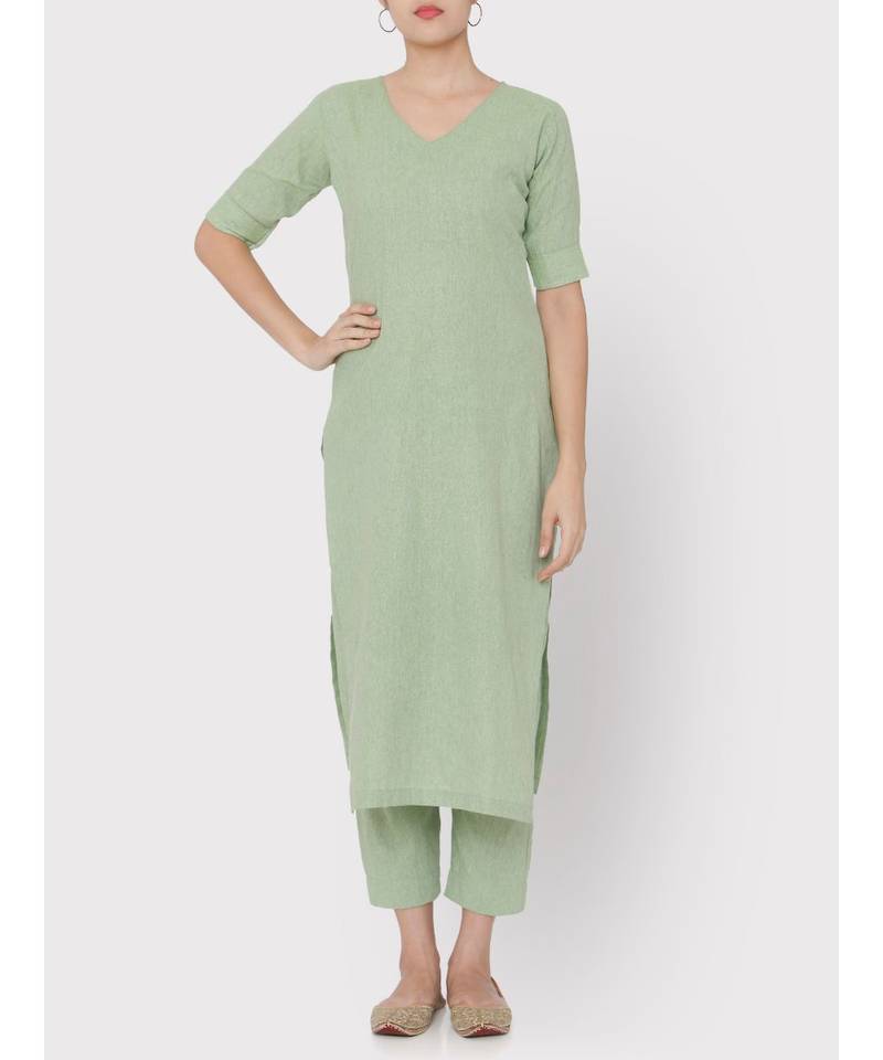 Linen green mint full suit