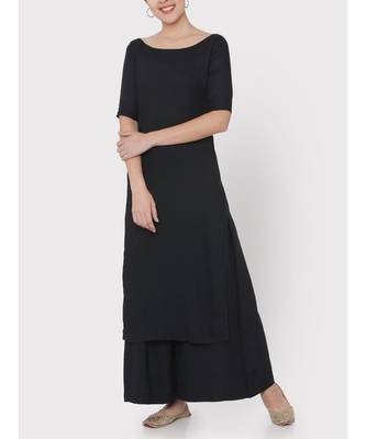 Soft Rayon black full suit with palazzo 1