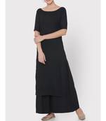 Soft Rayon black full suit with palazzo