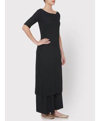 Soft Rayon black full suit with palazzo 3