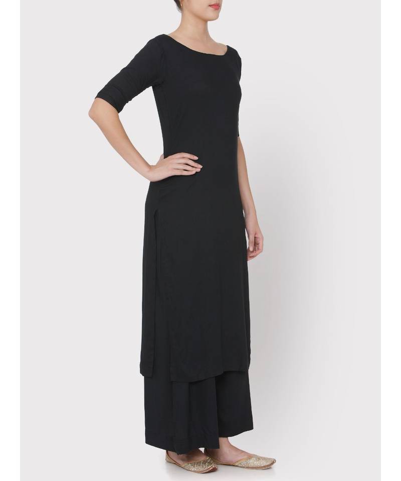 Soft Rayon black full suit with palazzo