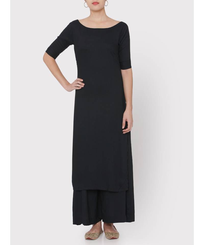 Soft Rayon black full suit with palazzo