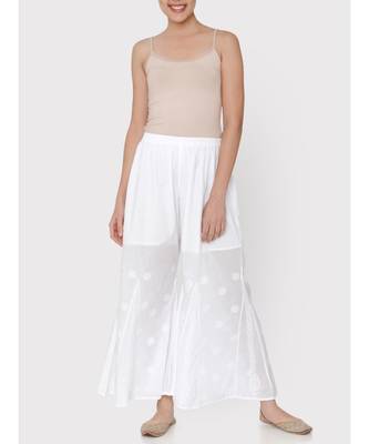 WHITE COLOUR COTTON CHIKANKARI palazzo 1