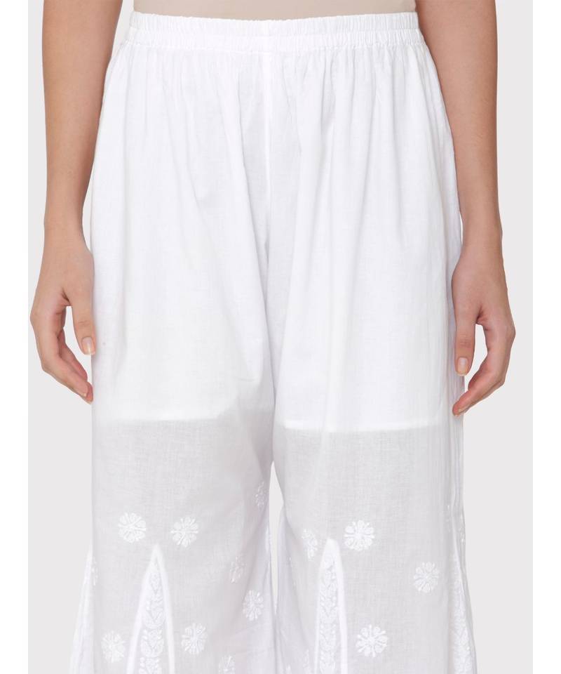 WHITE COLOUR COTTON CHIKANKARI palazzo