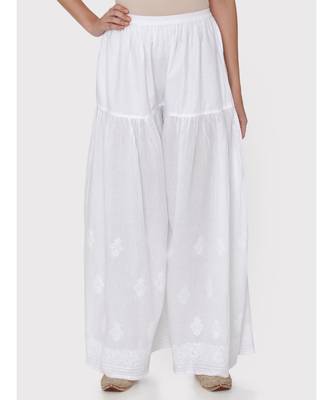 WHITE COLOUR COTTON CHIKANKARI palazzo 1