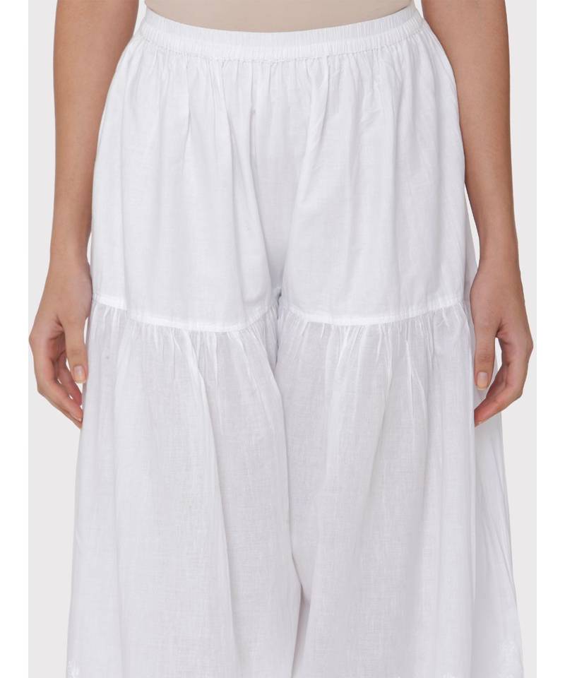 WHITE COLOUR COTTON CHIKANKARI palazzo