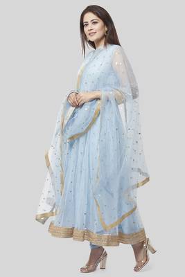 Blush Blue Net Sequenced Anarkali with Leggings and Sequenced Dupatta 4
