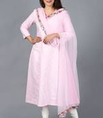 Blush Pink Kali Kurti with Off-White Churidaar and Blush Pink Chiffon Dupatta
