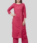 Royal Pink Side Slit Straight Kurti with Straight Palazzo