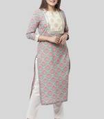 Gray Pink Floral Gotta Straight Kurti with Straight Pants