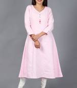 Blush Pink Kali Kurti with Off-White Churidaar