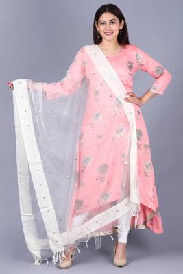 Flamingo Pink Asymmetrical Side Slit Kurti with Churidaar 1
