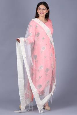 Flamingo Pink Asymmetrical Side Slit Kurti with Churidaar 2
