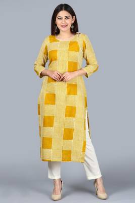Directional Mustard Yellow Straight Kurti with Off-White Straight Pants 1