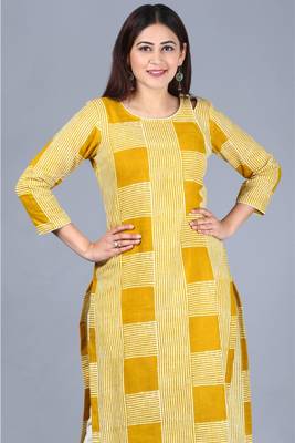Directional Mustard Yellow Straight Kurti with Off-White Straight Pants 4