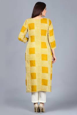 Directional Mustard Yellow Straight Kurti with Off-White Straight Pants 5