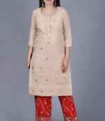 Gold Gotta Straight Kurti with Red Gotta Embroidered Palazzo