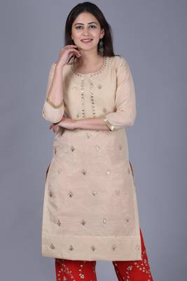 Gold Gotta Straight Kurti with Red Gotta Embroidered Palazzo 4