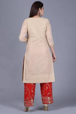 Gold Gotta Straight Kurti with Red Gotta Embroidered Palazzo 5