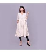 cream Cotton Slub material rich look knee length western kurti