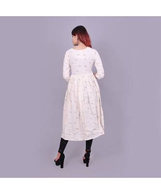 cream Cotton Slub material rich look knee length western kurti 4