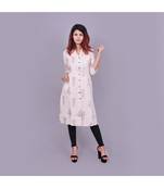 cream Cotton Slub material rich look knee length western kurti