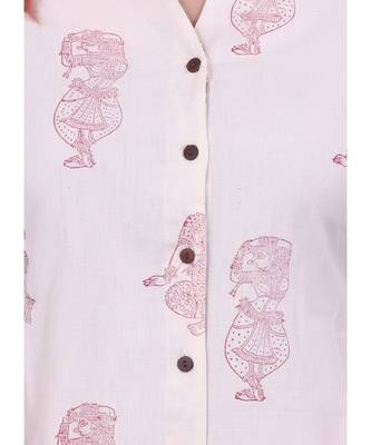cream Cotton Slub material rich look knee length western kurti 5