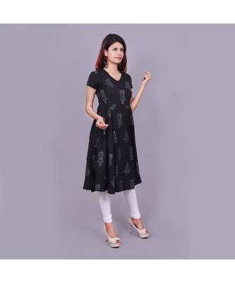 Black Cotton Flex material rich look knee length western kurti 2
