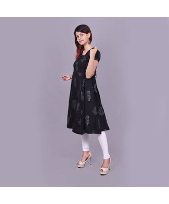 Black Cotton Flex material rich look knee length western kurti 3